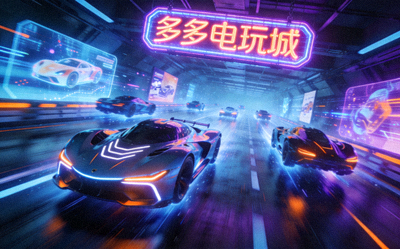 多多电玩城内未来风格虚拟赛车游戏竞速画面